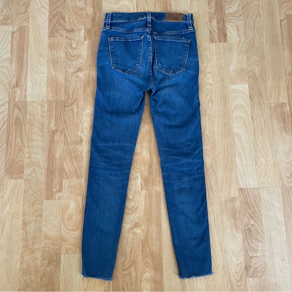 Madewell 9” High Rise Skinny Crop Jeans Destructed Hem Medium Wash Ankle Length - Picture 6 of 16